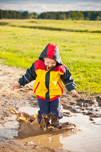 Child in puddle